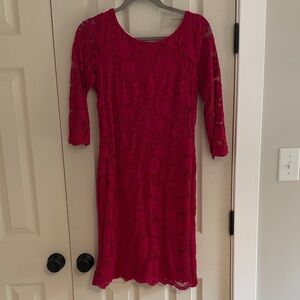 Elegant Lace Dress in Vibrant Pink